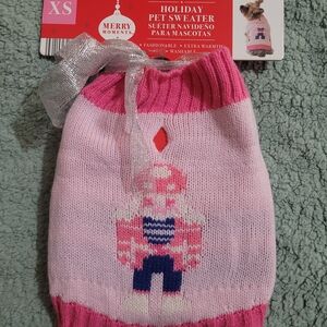 Merry Moments Pink Pet Sweater with Nutcracker Design